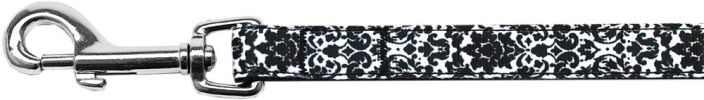 Fancy Black and White Nylon Ribbon Pet Leash 5/8 inch wide 4Ft Lsh