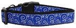 Blue and White Swirly Nylon Ribbon Dog Collars Large
