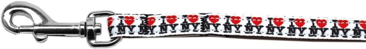 I Heart NY Ribbon Pet Leash 3/8 inch wide 4Ft Lsh