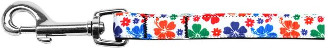 Multi-Colored Hawaiian Hibiscus Nylon Ribbon Pet Leash 5/8 inch wide 6Ft Lsh