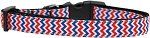 Patriotic Chevrons Nylon Ribbon Dog Collar Medium Narrow