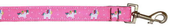 Pink Unicorn Nylon Pet Leash 1in by 6ft