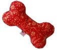 6" Plush Bone Dog Toy Red Holiday Whimsy