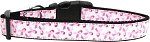 Pink Ribbons on White Nylon Dog Collar XL