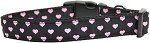 Pink and Black Dotty Hearts Nylon Dog Collar XS