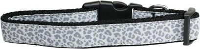 Silver Leopard Nylon Dog Collar XS