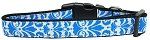 Damask Blue Nylon Dog Collar SM