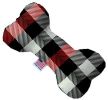 Red and White Buffalo Check 8 Inch Bone Dog Toy