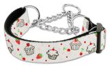 Cupcakes Nylon Ribbon Collar Martingale Medium White