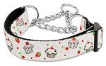 Cupcakes Nylon Ribbon Collar Martingale Medium White