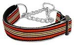 Preppy Stripes Nylon Ribbon Collars Martingale Orange/Khaki Large
