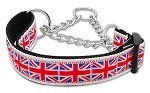 Tiled Union Jack(UK Flag) Nylon Ribbon Collar Martingale Large