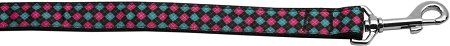 Pink and Blue Plaid Nylon Dog Leash 3/8 inch wide 4ft Long