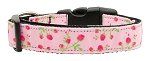 Roses Nylon Ribbon Collar Light Pink Large