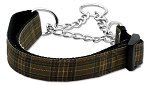 Plaid Nylon Collar Martingale Brown Medium