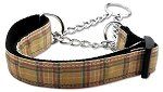 Plaid Nylon Collar Martingale Khaki Medium