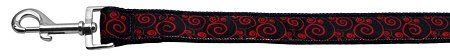 Red and Black Swirly Nylon Dog Leash 3/8 inch wide 4ft Long