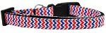 Patriotic Chevrons Nylon Ribbon Dog Collar XS