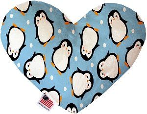 Penguins in Blue 8 Inch Heart Dog Toy