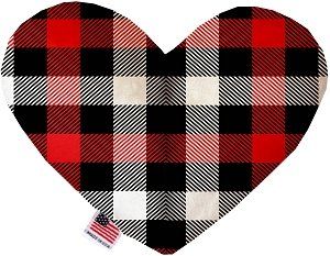 Red and White Buffalo Check 8 Inch Heart Dog Toy