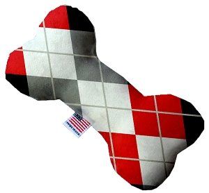 Red and Grey Argyle 6 Inch Bone Dog Toy