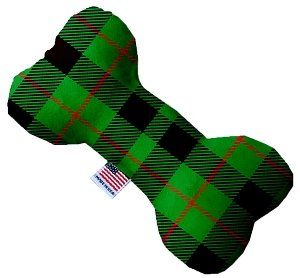 Green Plaid 6 Inch Bone Dog Toy