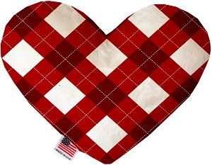 Candy Cane Argyle 8 Inch Heart Dog Toy