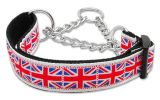Tiled Union Jack(UK Flag) Nylon Ribbon Collar Martingale Medium
